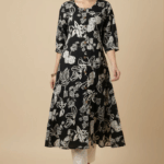 Rayon Kurti Featuring Elegant Floral Motifs