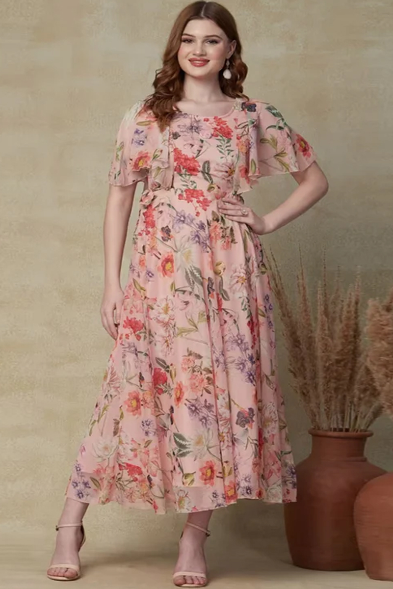 maxi1 Floral Printed Chiffon Maxi Dress - Image 1