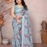 Multicolor Digital Printed Georgette Saree
